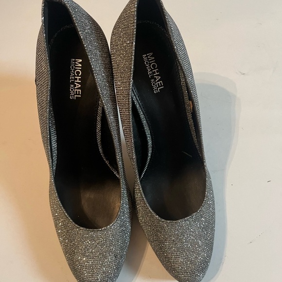 Michael Michael Kors Silver Glitter Heels Sz 7.5 Women’s Designer Heels - Picture 5 of 12